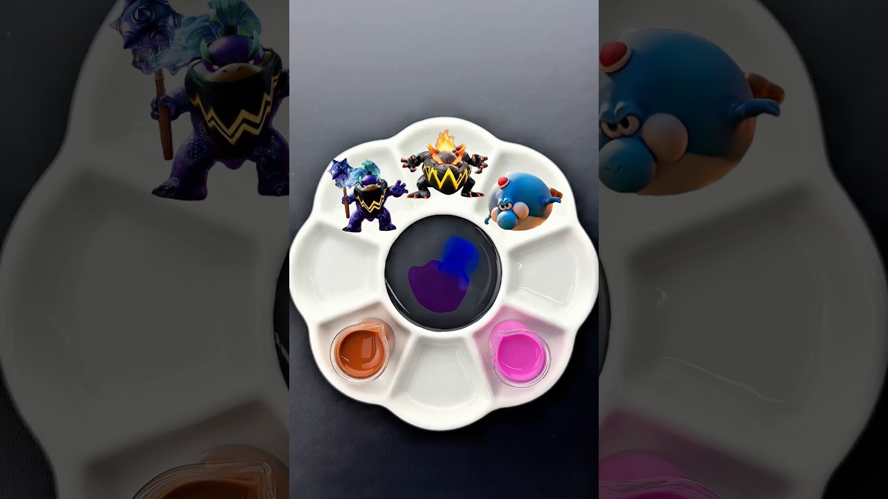 The Super Mario Galaxy Movie Bad Guys Color Mixing #bowser #bowserjr #kamek #birdo #games