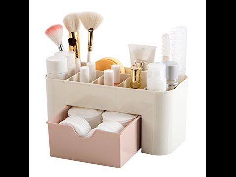 Multipurpose Cosmetic & Makeup Organizer / Multi-Section, with Drawer, Plastic (Beige)