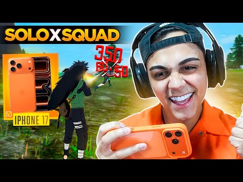 SOLO VS SQUAD NO NOVO IPHONE 17 PRO MAX!! FREE FIRE MOBILE