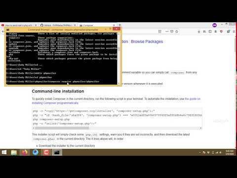 Installing composer and download the PHPMailer package via composer