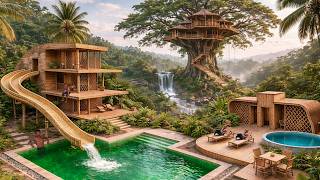 299 Day We Build Top3 Bamboo Jungle Luxury House, Treehouses With Modern Luxury Pools