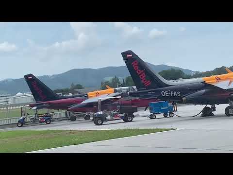 The Flying Bulls Engine startup and Takeoff at Salzburg