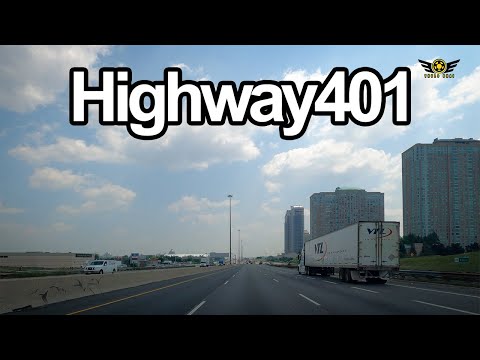 Highway 401 East drive Toronto Ontario Canada July 6 2021 (4K)