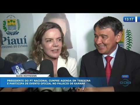 O DIA NEWS (25.10) GLEISI HOFFMANN (PRES. NACIONAL DO PT) em Teresina com o Gov. Wellington Dias