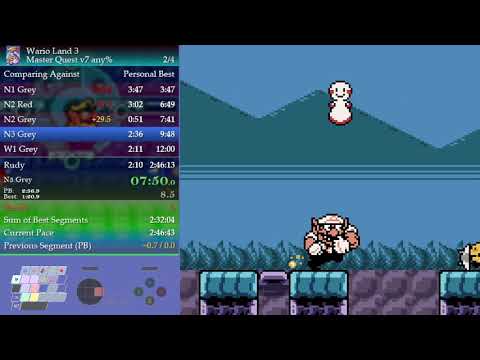 Wario Land 3: The Master Quest any% speedrun in 2:40:43