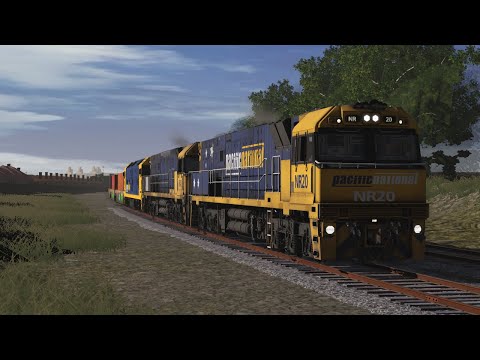 Pacific National 2MA5 With NR30, NR48 & G530 passing Anakie Loop in Trainz22