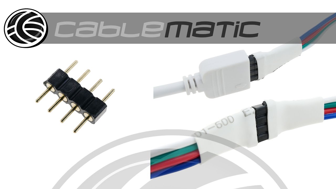 Watch Pins de conexión para tiras de LED RGB adaptador de 4 pin distribuido por CABLEMATIC ® Now Pins de conexión para tiras de LED RGB adaptador de 4 pin distribuido por CABLEMATIC ®