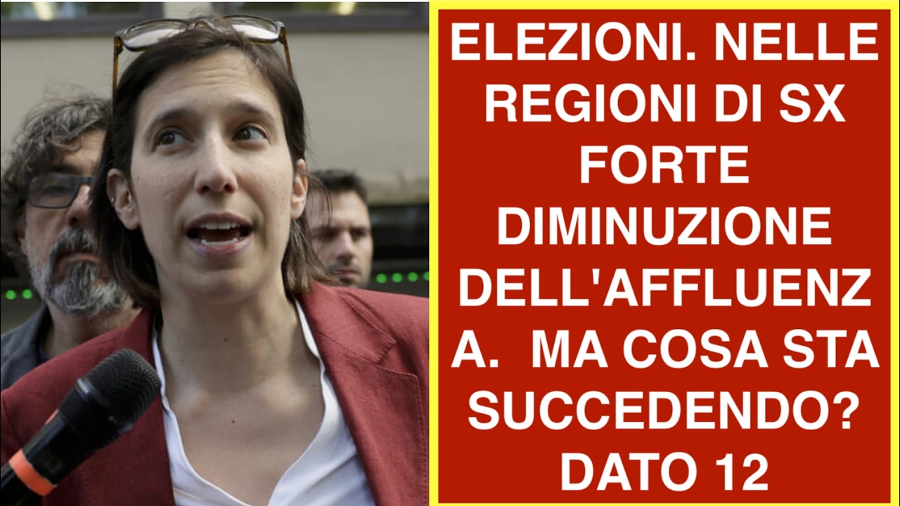 ELEZIONI. NELLE REGIONI DI SX FORTE DIMINUZIONE DELL'AFFLUENZA.  MA COSA STA SUCCEDENDO? DATO 12