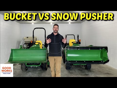 Bucket vs Snow Pusher For Snow Removal: Advantages/Disadvantages For John Deere & Kubota Tractors