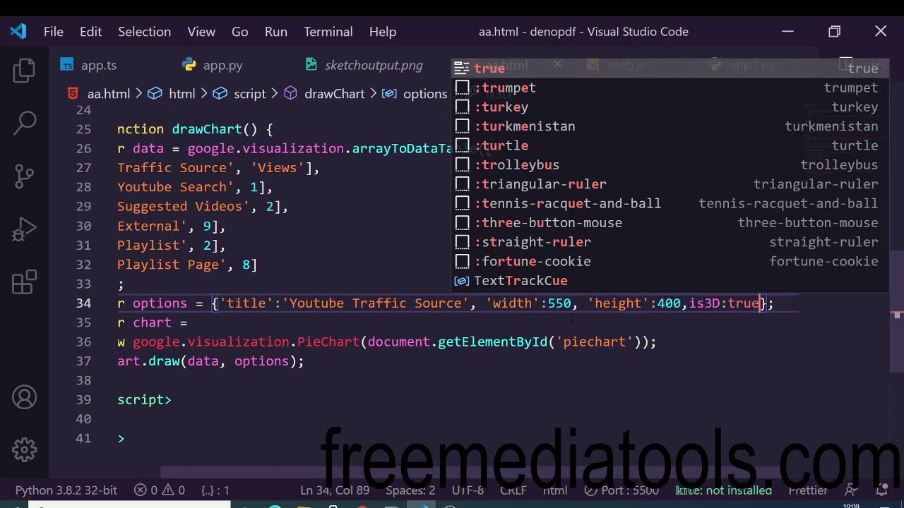 How to Add a 3D Google Pie Chart on Website Using Javascript and Google Charts API Full Project
