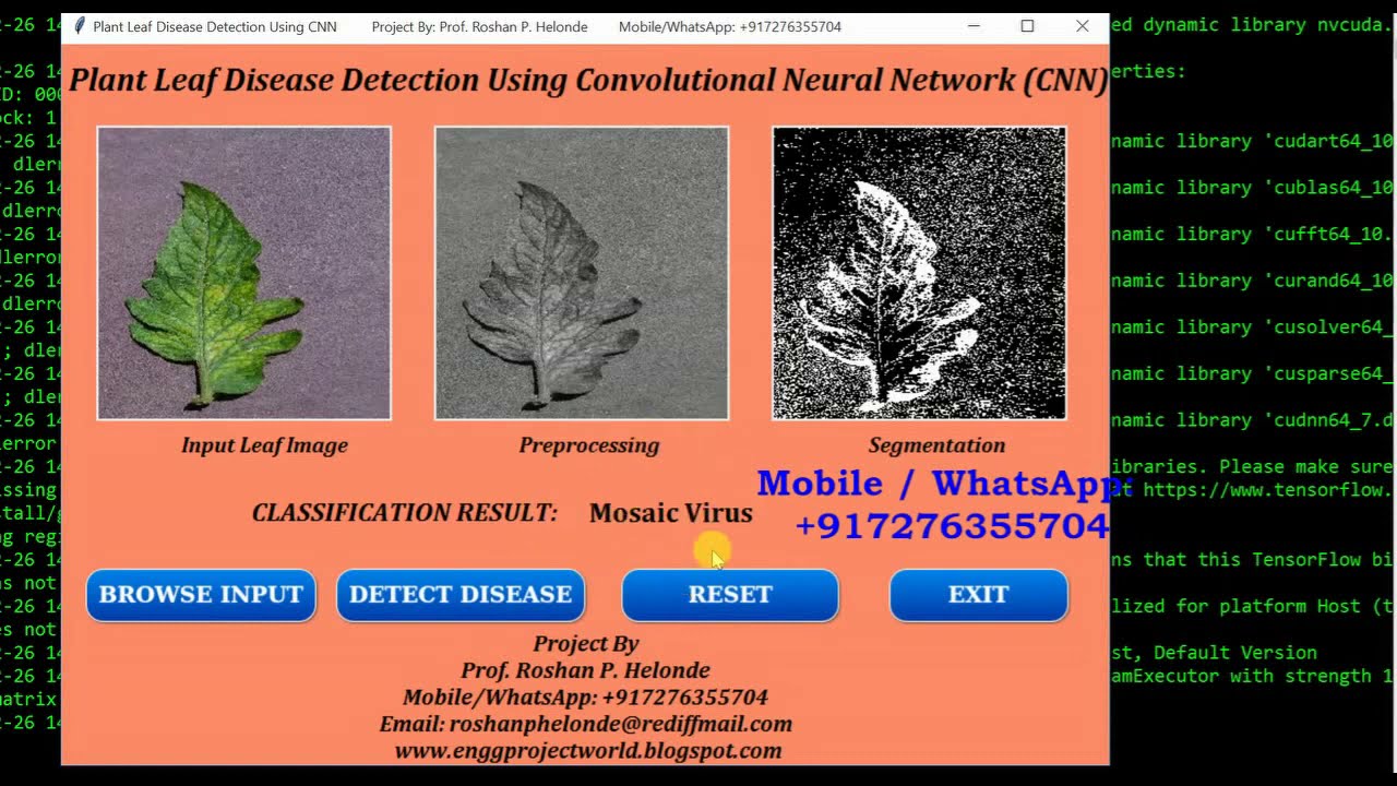 Python Code for Plant Leaf Disease Detection Using CNN Convolutional Neural Network Project Code