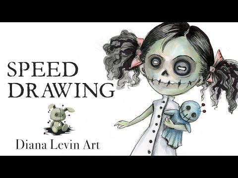 Speed Drawing Character - Mad Zombie Molly