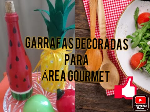 Garrafa decorada para cozinha e área gourmet