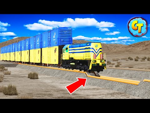 Train Accidents Derailments ✅ Damaged Railways High Speed Passing ✅ BeamNG DRIVE