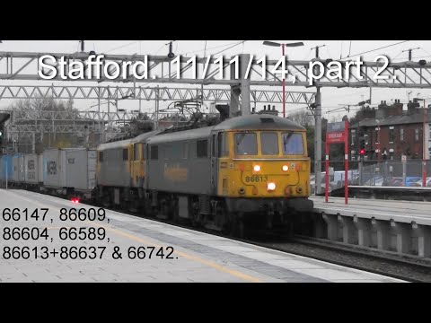 Old videos from 2014. 66147, 86609+86604, 66589, 86613+86637 & 66742. Stafford, 11/11/14 part 2.