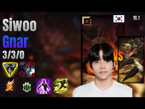 Siwoo Top Gnar vs Renekton lol KR solo rank Full Game 16.1 | 시우 나르 vs 레넥톤