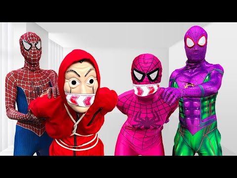 TEAM SPIDER-MAN Nerf War vs BAD GUY TEAM IRL | Rescue PINK HERO From BAD-HERO ( Live Action )