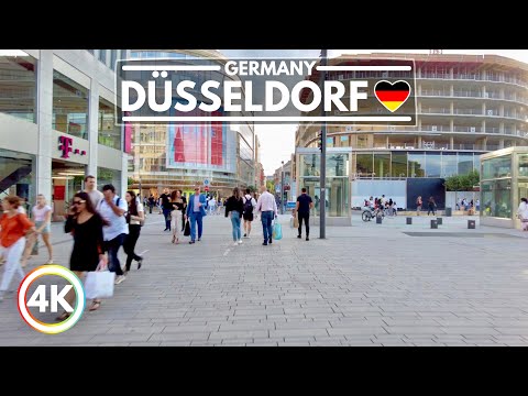 City Ride na cidade alemã, Düsseldorf Alemanha no verão de 2022, Binaural City Ambience 4K