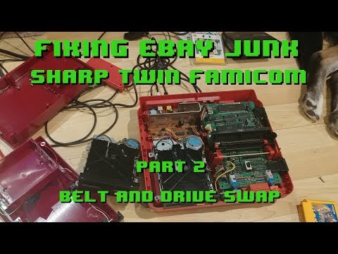 Sharp Twin Famicom Disk System - Part 2 - Fixing eBay Junk Replacing Belt and Drive Swap
