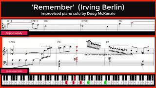 'Remember' - Irving Berlin. Jazz piano tutorial.