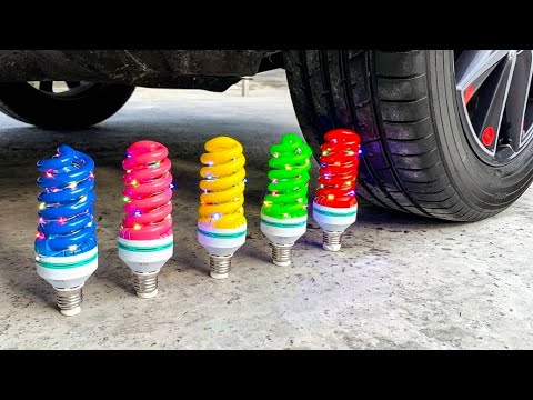 💡 Experiment Colorful Light Bulb vs Car! Crushing Crunchy, Soft Things with Car! 💦