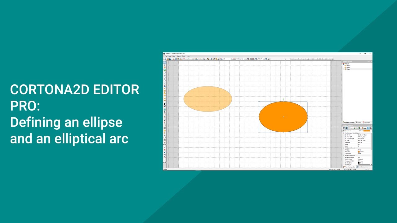 Cortona2D Editor Pro Tutorial: Defining an ellipse and an elliptical arc