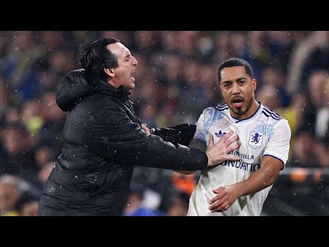 Unai Emery clashes with Youri Tielemans in Fenerbahce vs Aston Villa