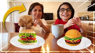 ANNEM İLE GERÇEK YEMEK VS SAHTE YEMEK KAPIŞMASI ( CHALLENGE )