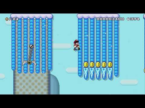 Snowy Mountain Obstacle Course by Monique - Super Mario Maker 2 - No Commentary 1bu