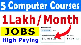 5 Best Computer Courses After 8th -9th-10th-12th | High Paying Jobs | Free Earning Courses/#money