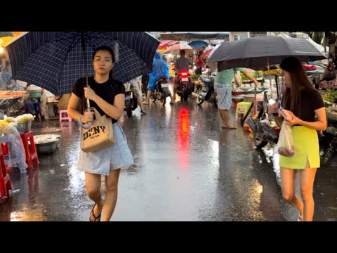 Cambodia Walk 2024 - Heavy Rain Walking Tour Relaxing 4K - Phnom Penh City