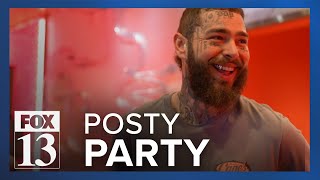 Post Malone cuts ribbon on custom-designed Raising Cane's restaurant