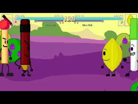 Pencil/Match vs. Leafy/Pen 2v2 TAG Battle (BFDI) | M.U.G.E.N