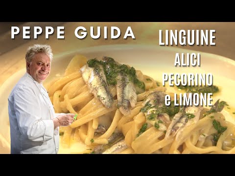 Linguine con colatura di alici, limone, pecorino e acciughe