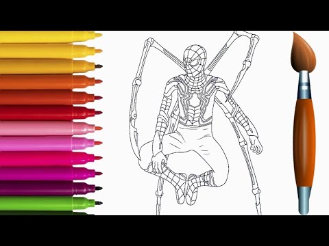 How To Color Iron Spiderman | Coloring for kids and toddlers | Marvel Avengers
