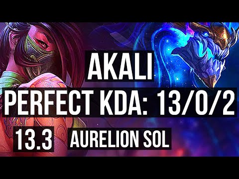 AKALI vs AURELION SOL (MID) | 13/0/2, Legendary, 400+ games, 900K mastery | KR Diamond | 13.3