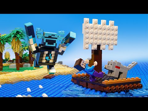 I Survived 100 Days on a DESERTED ISLAND - Lego Minecraft Animation