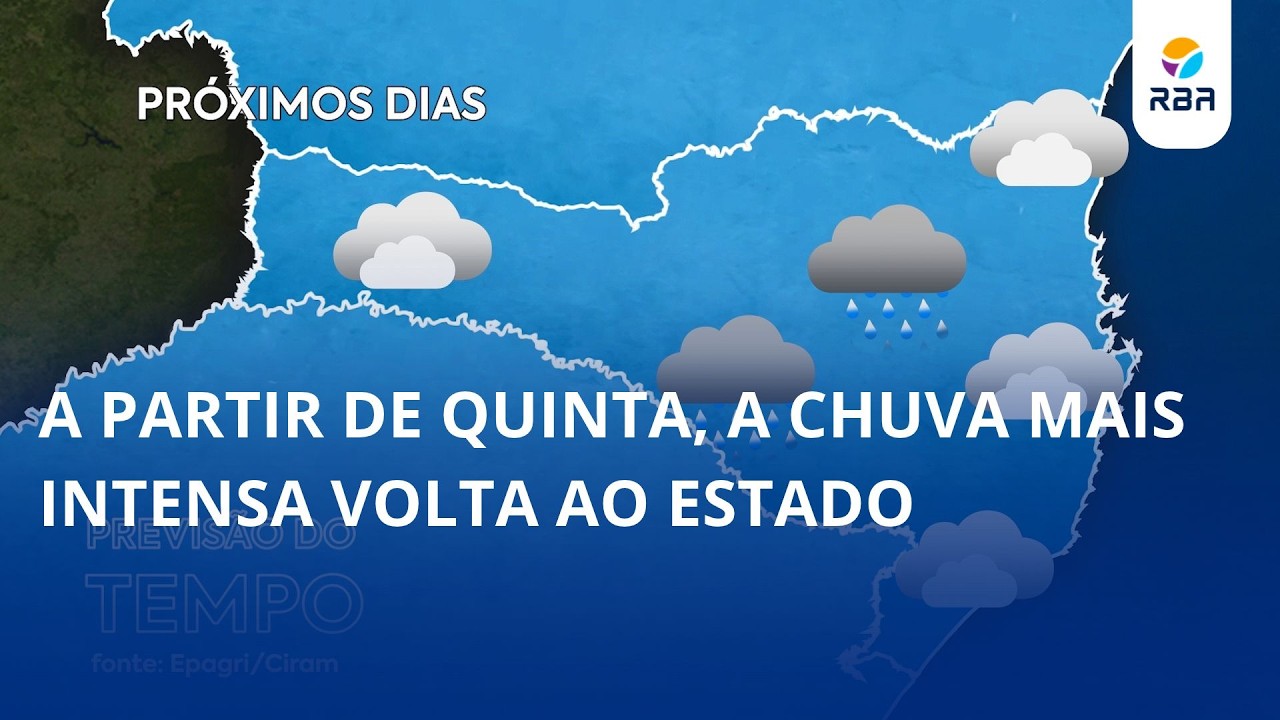 A partir de quinta, a chuva mais intensa volta ao estado