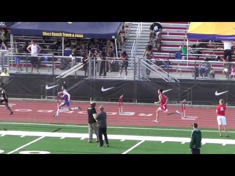 M Gomez & E Uribe - VarB 300m Hurdles at Redondo-Nike Inv 3-14-15