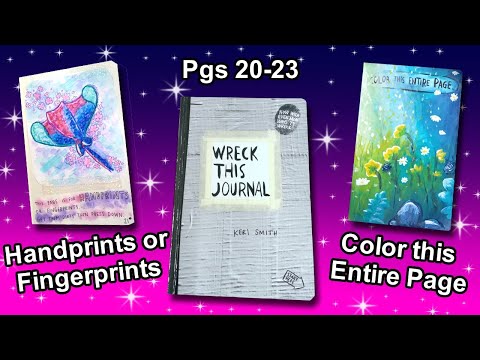 Wreck This Journal Art Prompts Ep5 | Pg 20-23 | #wreckthisjournal #Watercolor #acrylics #markers