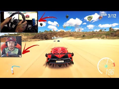RENOVANDO OS VÍDEOS DO CANAL - GOLIAS DE LAMBORGHINI VENENO COM VOLANTE G27 - FORZA HORIZON 3 GOPRO
