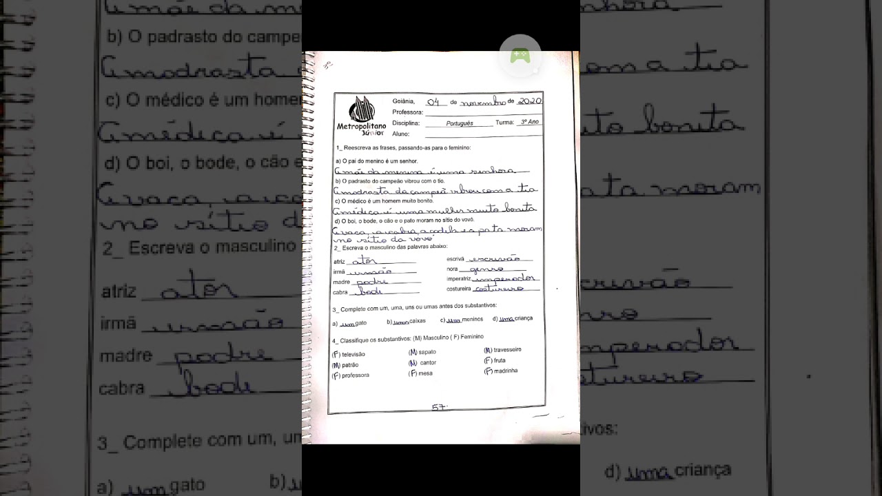 Watch Now Correção de atividade de casa: Português: Masculino e Feminino Correção de atividade de casa: Português: Masculino e Feminino