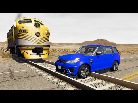 Cars vs Rails and Train - BeamNG.Drive