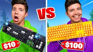 Extreme $10 Keyboard vs $100 Keyboard Challenge! - Fortnite