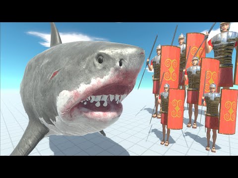 ARBS - Mutant Megalodon VS Romanus team - (Animal Revolt Battle Simulator)
