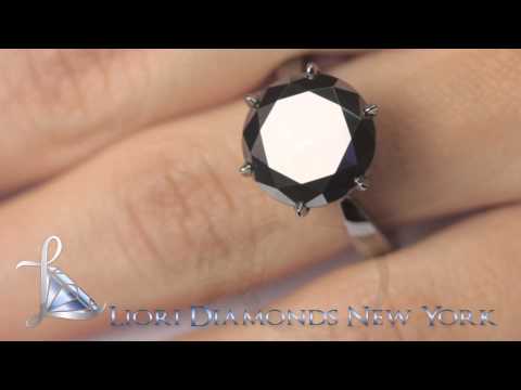 BDR-SOLD-038 - 5.70 Carat Certified Natural Black Diamond Engagement Ring 14k Black Gold