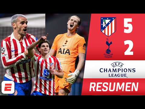 GOLEADA COLCHONERA. ATLÉTICO de MADRID y CHOLO SIMEONE APLASTAN 5-2 al TOTTENHAM | Champions League