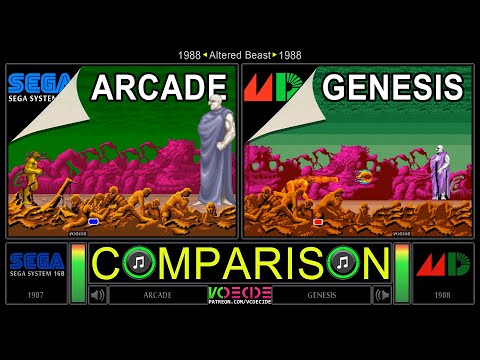 Altered Beast (Arcade vs Sega Genesis) Side by Side Comparison - Dual Longplay
