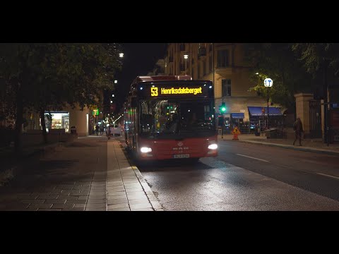 Sweden, Stockholm, bus 53 night ride from Kungsholms kyrka to Londonviadukten