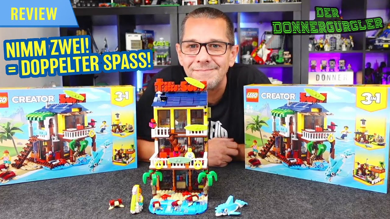 Aus 2x Lego Creator Surfer-Strandhaus 🏖 wird die Tiki Surf Bar 🏄- MOC von Brick Artisan